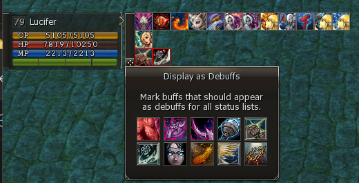 Custom buff display selection